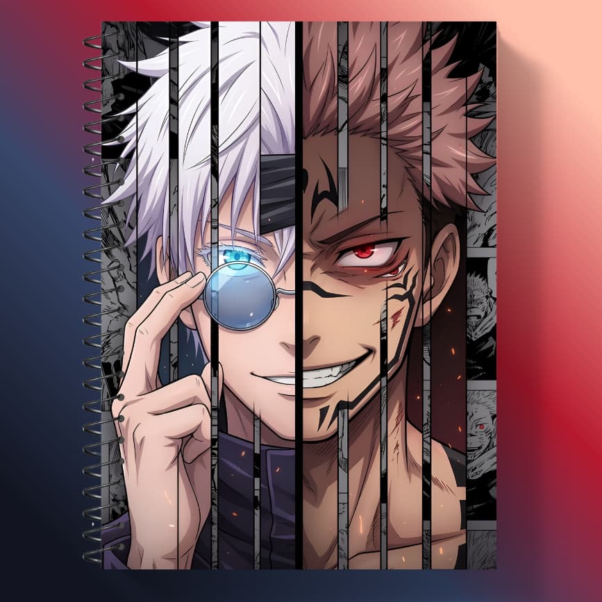 Caderno Jujutsu Kaisen Gojo Sukuna Capa Dura Personalizado - 1, 10 e 20 matérias