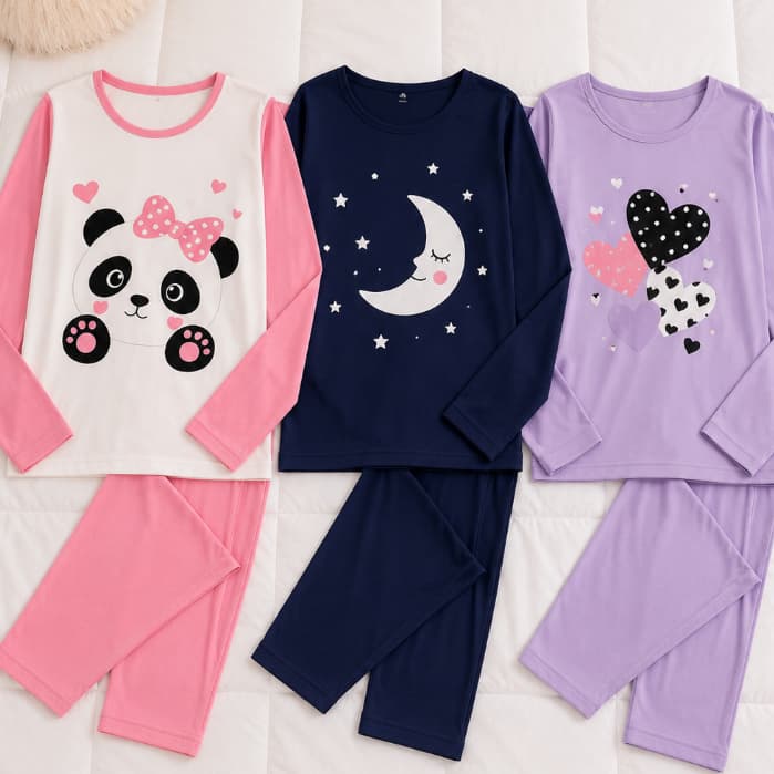 Kit C/3 Pijama longo Feminino ESTAMPADO Inverno Quente Confortável Macio Elegant Manga Long Promoção