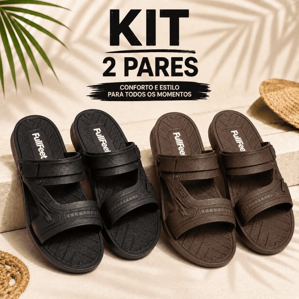 Kit 2 Pares De Sandálias Masculina Anatomica Confortável Tamanho Especial Chinelo Papete Franciscana