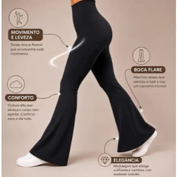 Calça Bailarina Flare Feminina Flanelada Peluciada Cintura Alta Térmica Forrada