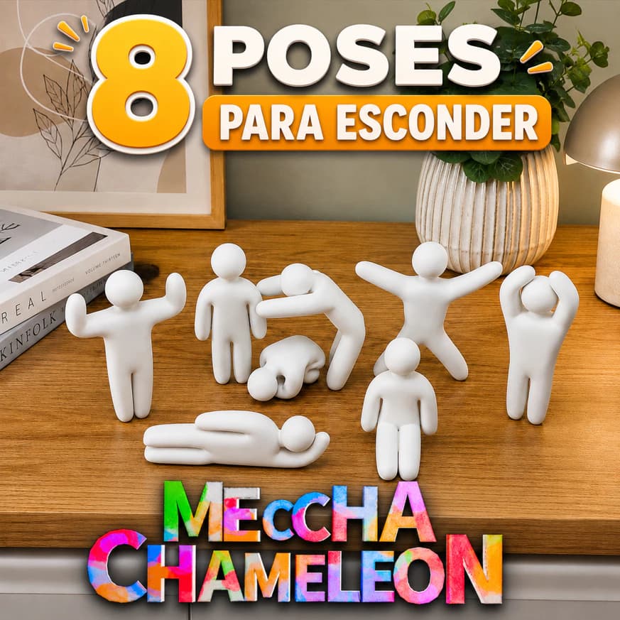 Kit Bonecos Mecha Chameleon Miniaturas Camuflagem para Brincar Esconde-Esconde Pintar e Colecionar