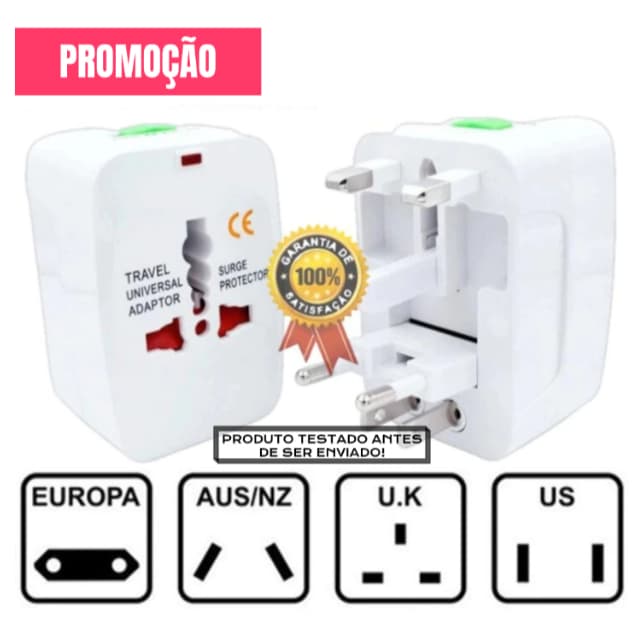 Adaptador Tomada Universal Internacional Portatil Viagem Entrada US/UK/EUROPA/AUS/NZ