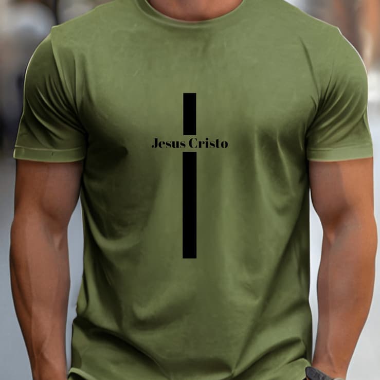 Camiseta Masculina Jesus Cristo Cruz Cristã Evangélica Católico Algodão Lançamento