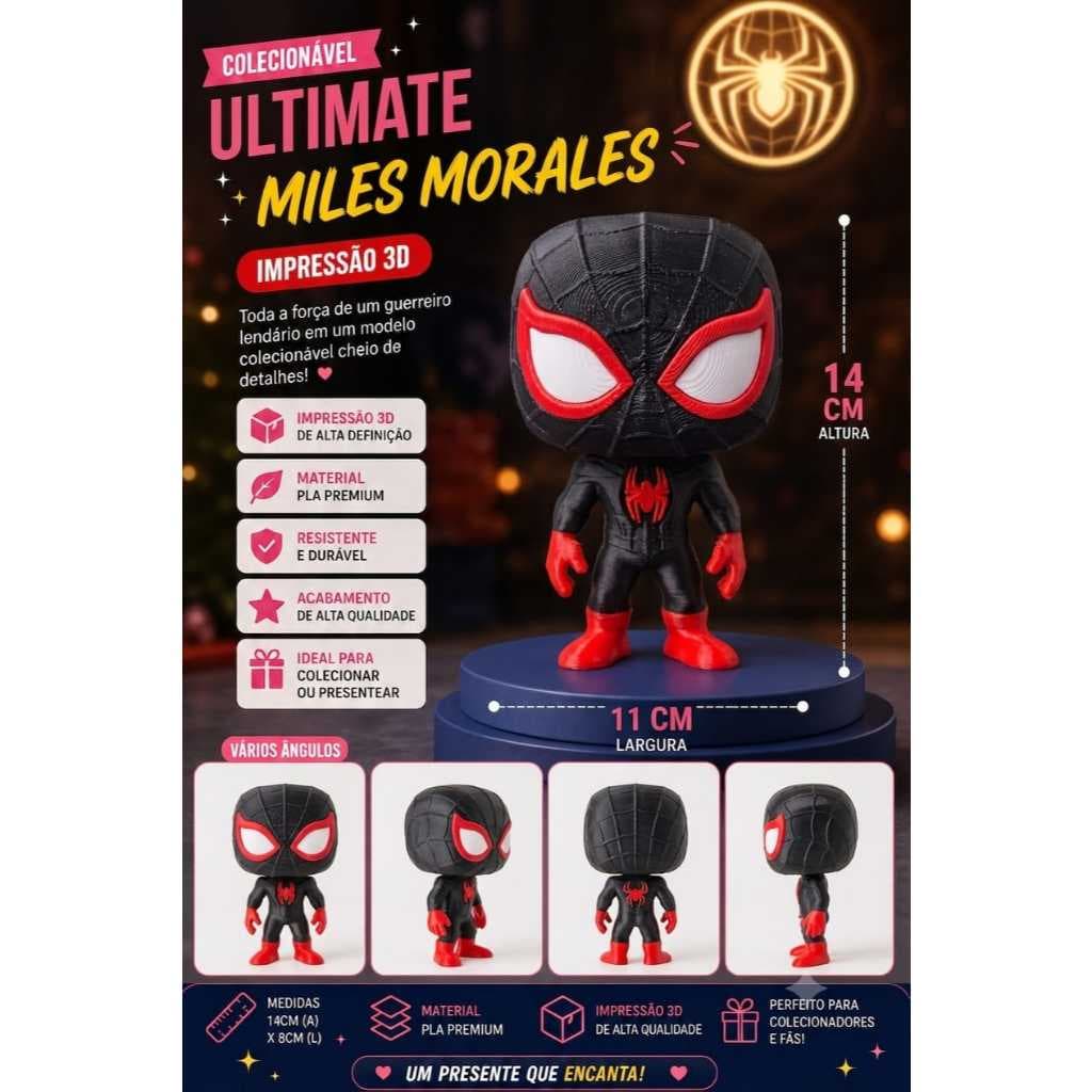 Homem-Aranha Miles Morales – Boneco Colecionável em Impressão 3D