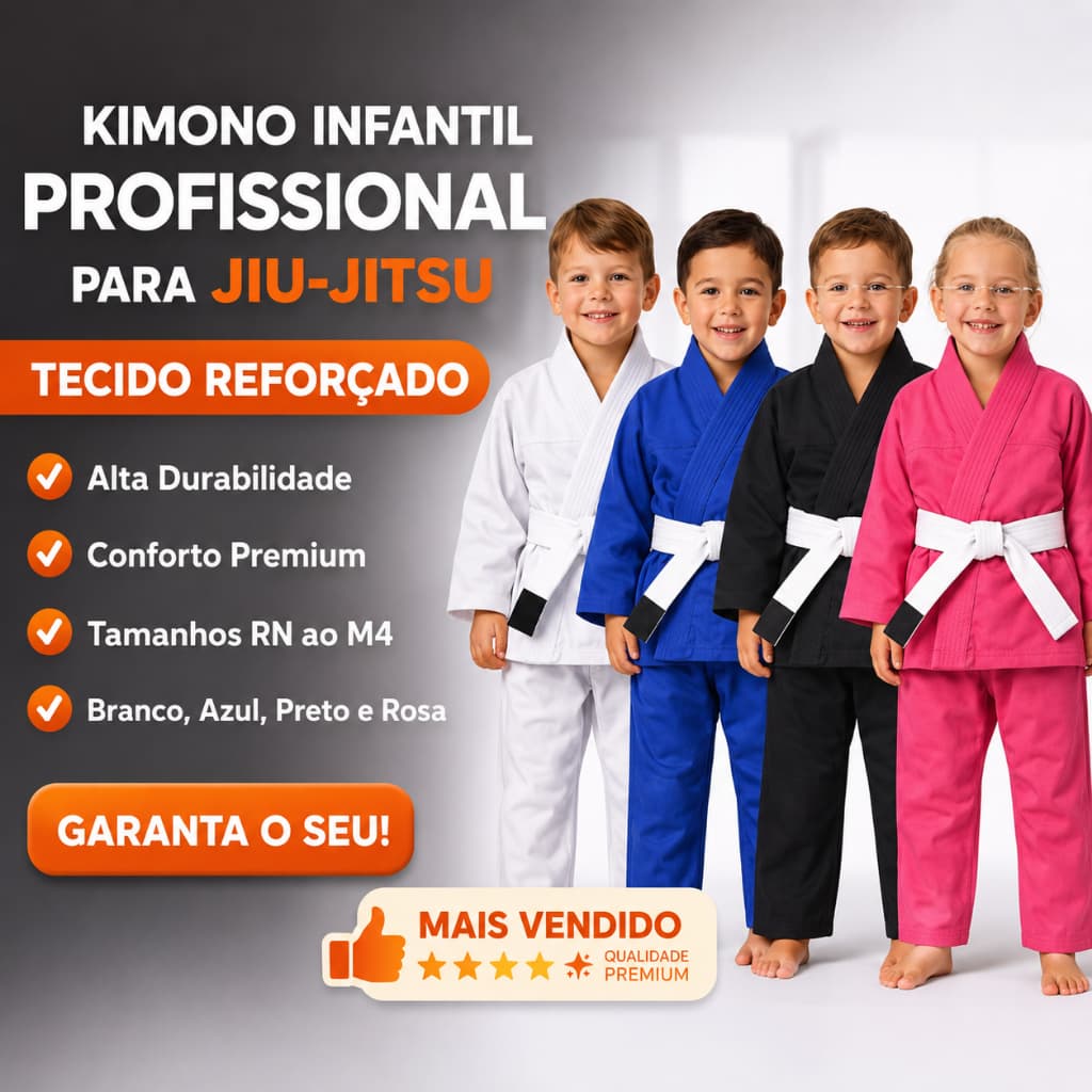 Kimono Infantil Jiu Jitsu Reforçado | Do RN ao M4 | Alta Qualidade | Branco, Azul, Preto e Rosa