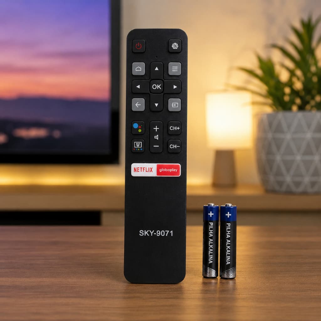Controle Remoto Compativel Smart TCL Globoplay Netflix  Led Universal Pilha