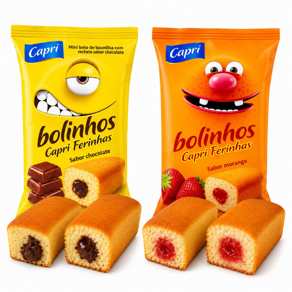 Mix 20 bolinhos 2 sabores, chocolate e baunilha com recheio de morango