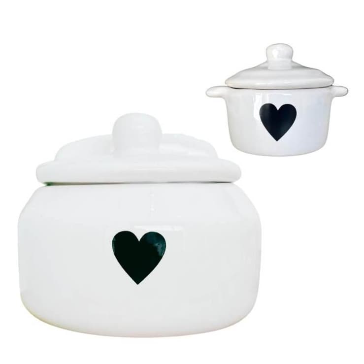 Saleiro Cerâmica Panelinha Caçarola Love Kit Love Premium Exclusivo Branco Esmaltado Sofisticado