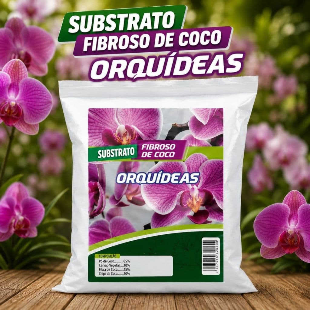 Substrato Fibroso d Coco Organico Pronto Uso para Orquideas Mais Flores e Vida pra sua Planta 2kg