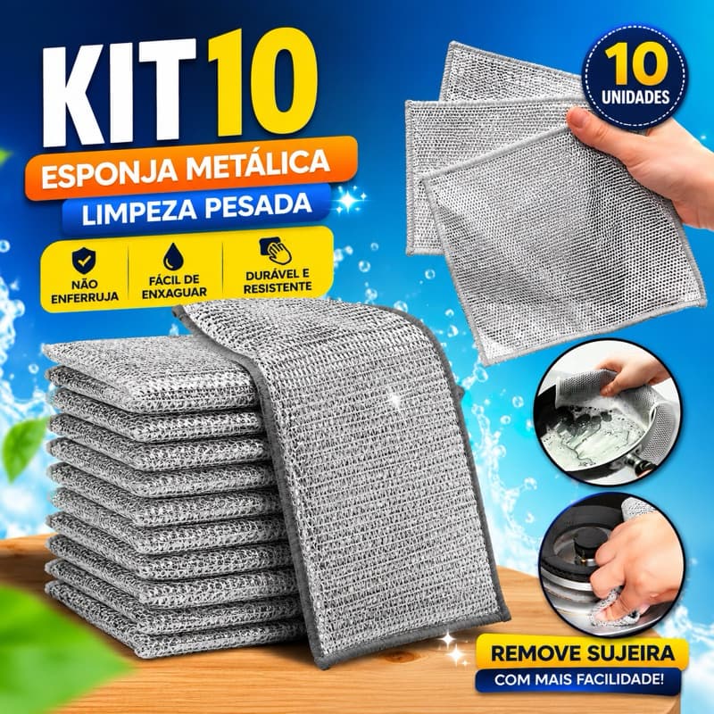 Kit 10 Panos De Limpeza De Arame Malha Metálico Não Oleosa Fogão De Cozinha Prato Panela Pia Multiuso