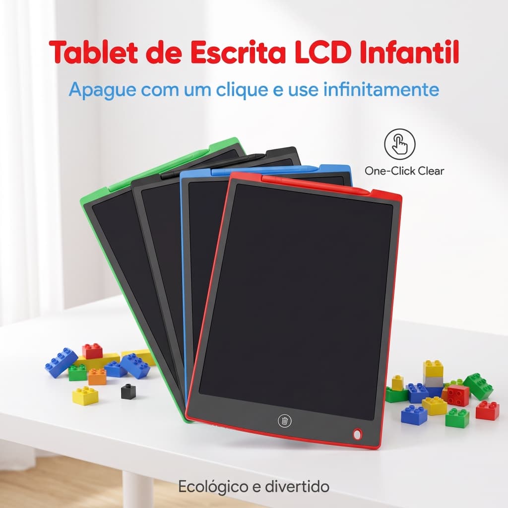 Lousa Mágica Infantil 12 Polegadas Tablet de Desenho LCD com Trava Anti-Apagamento Brinquedo Educativo