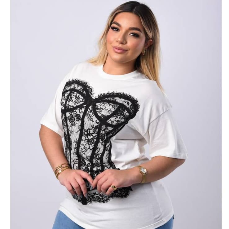 Blusa Max Oversized Plus Size Corset Feminina Estampada Manga Japonesa G2 Algodão Premium Casual