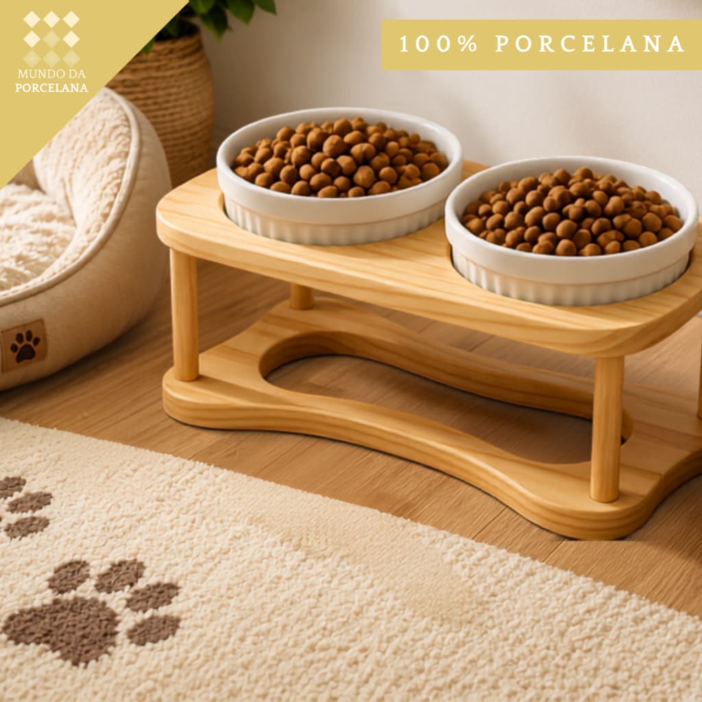 Comedouro Suspenso Tigela Porcelana Pet Gato Cachorro 320ml