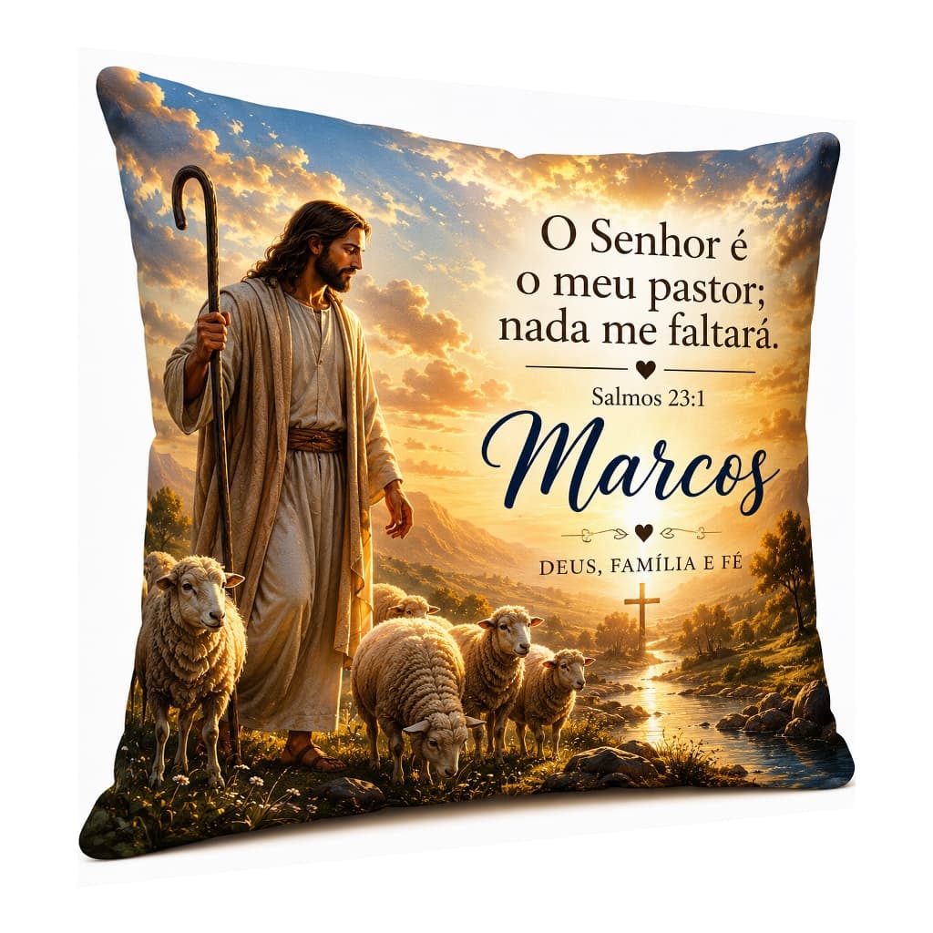 Almofada Decorativa Cristã Personalizada com Nome e Versículo Presente Enchimento Oxford Decoração Religiosa