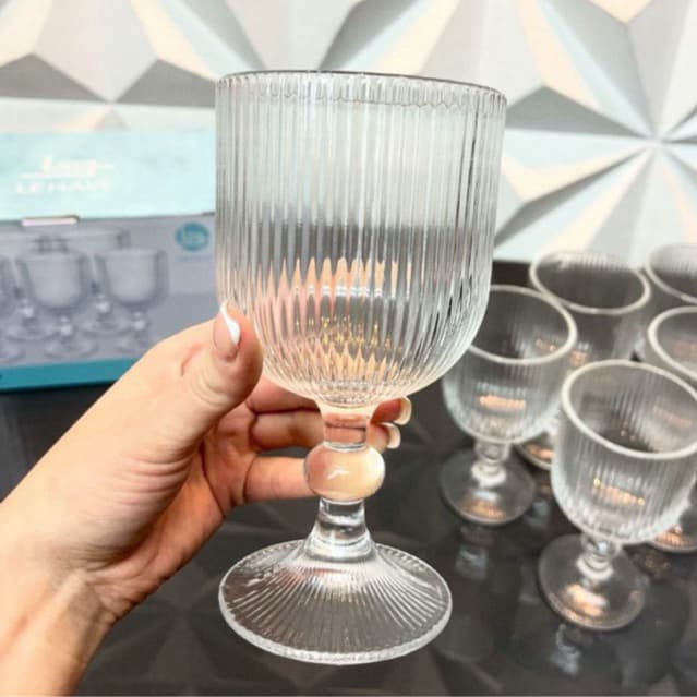Jogo de Taças Vidro Canelada Luxo 380ml - 6 unidades