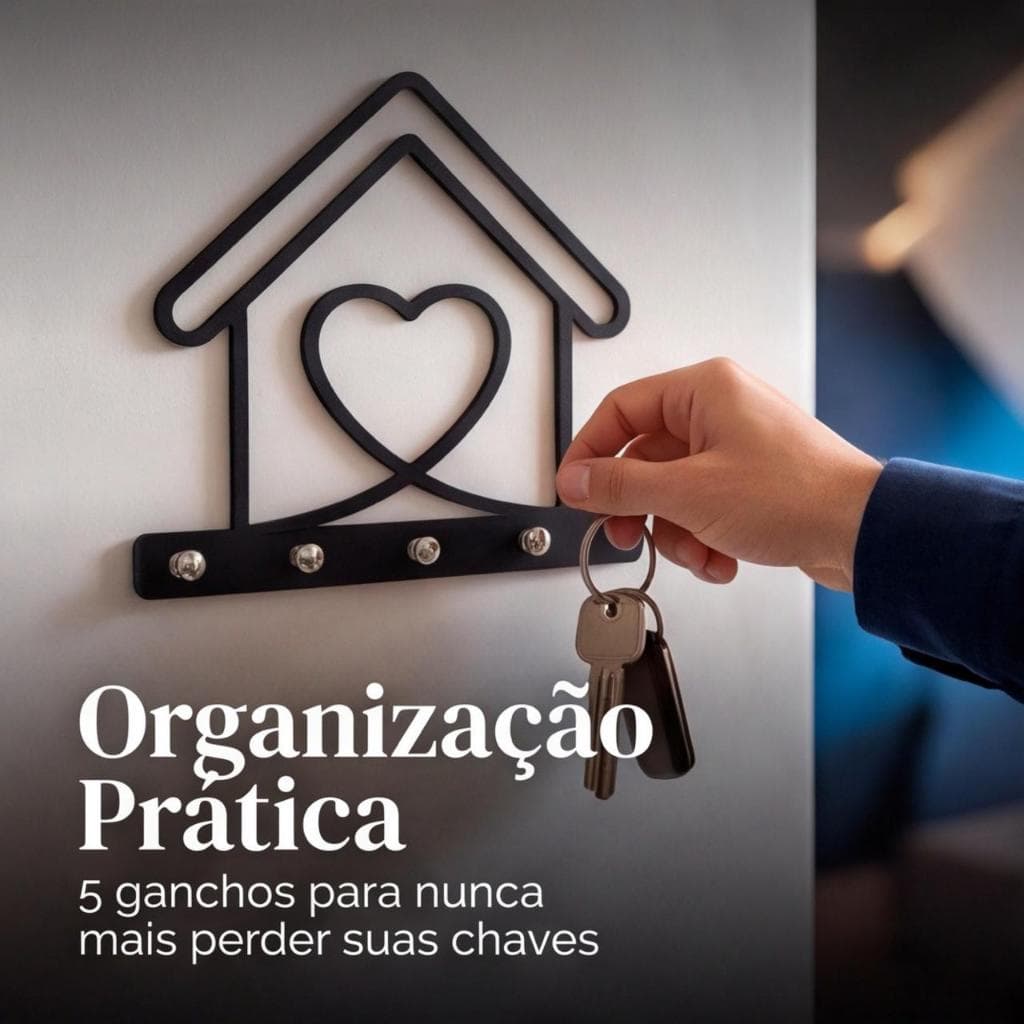 Porta chaves e Organizador LAR MDF preto 18x20