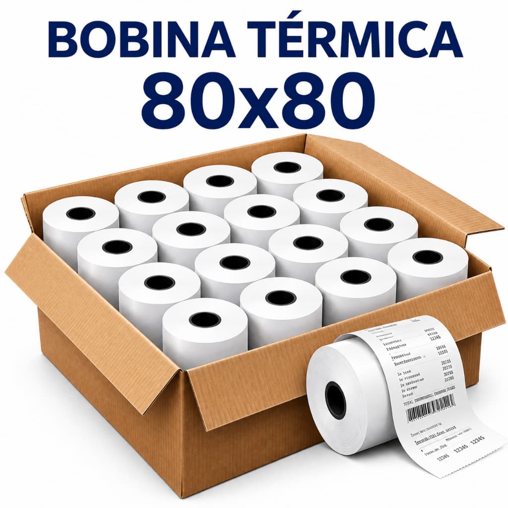 Bobina Térmica 80x80 Pdv Cupom Fiscal Cx 15 Unidades Branca