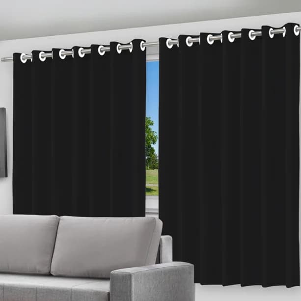 Cortina Blackout com Ilhos 200 x 140 cm Corta Luz PVC Blecaute Sala Quarto Branca Bege Preto