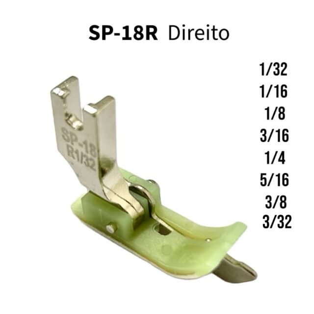 Calcador Pesponto Teflon lado Direito T-SP18R Com Guia Para Reta Maquina Costura Industrial