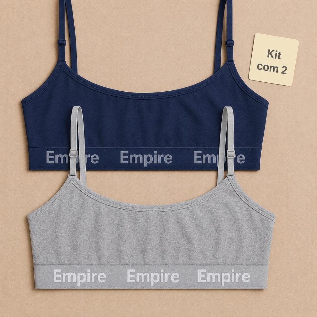 Kit 2 Top Feminino Forrado de Algodão Sutiã Sem Bojo Top Fitness de Academia Adulto e Juvenil