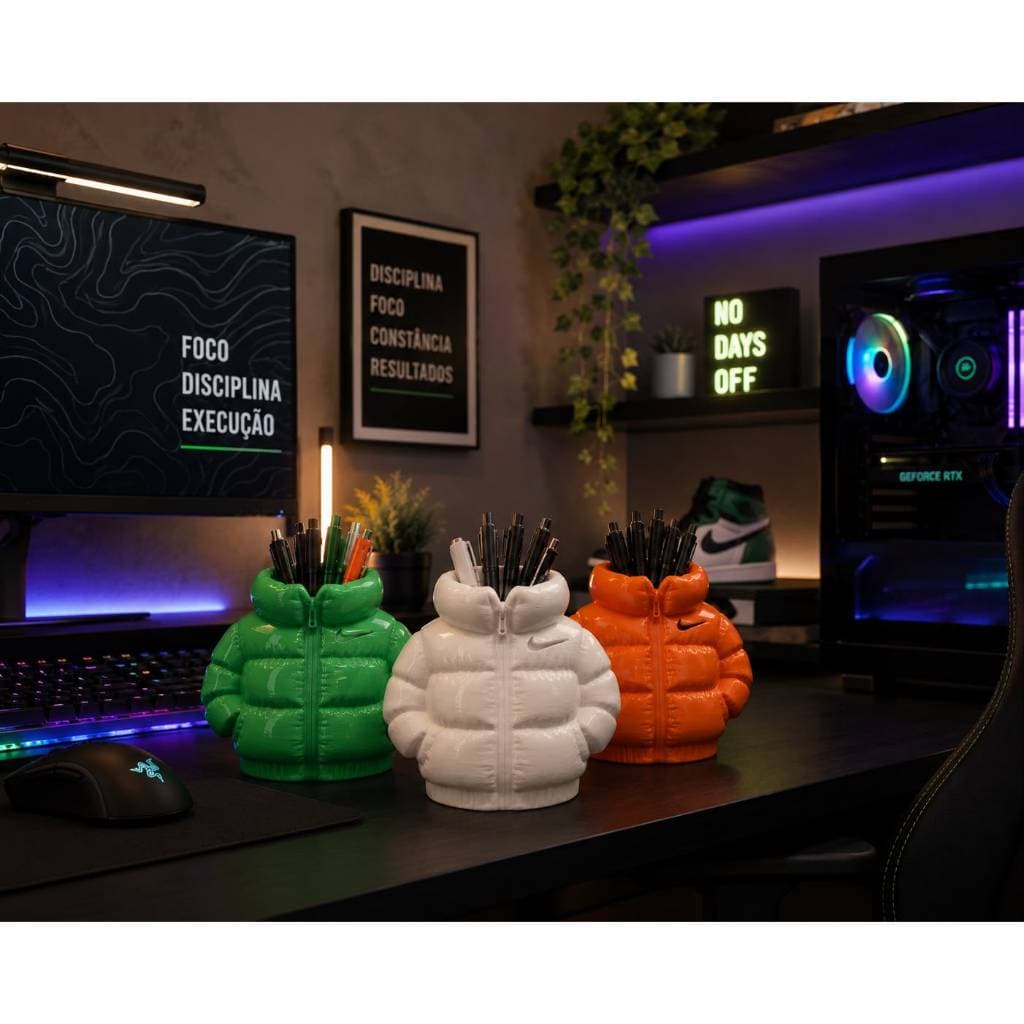Porta Lapis/Canetas/Vaso Puffer Mini Organizador para Escritórios e Quartos Gamers