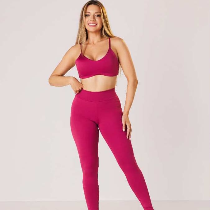 Conjunto Fitness Academia Feminino Legging e Top Alças Finas Poliamida