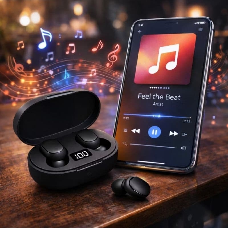 Fone De Ouvido Sem Fio E6s Bluetooth 5.0 Tws Com Tela LED Digital