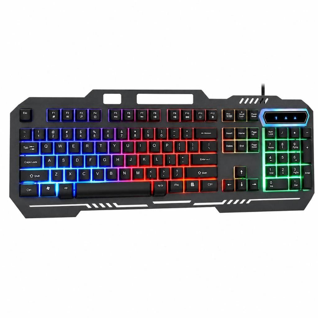 Teclado Gamer Semi Mecânico RGB USB ABNT2 Multimídia Silencioso com Suporte Celular para PC PS4 PS5 Xbox top