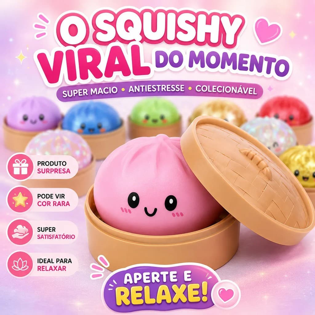 Squishy Surpresa Brilhante Brinquedo Fofinho Criança Apertar Paozinho