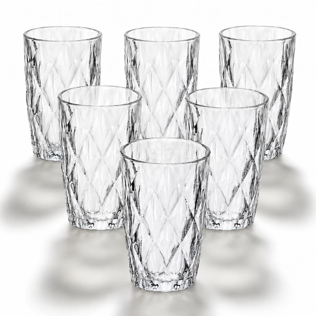 Jogo De Copos De Vidro Diamond Cristal 370ml 6 Peças