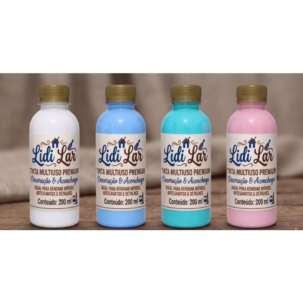 Tinta Lidi Lar  Premium Artesanal Para Artesanato MDF Madeira Gesso 200ml Decoração e Aconchego
