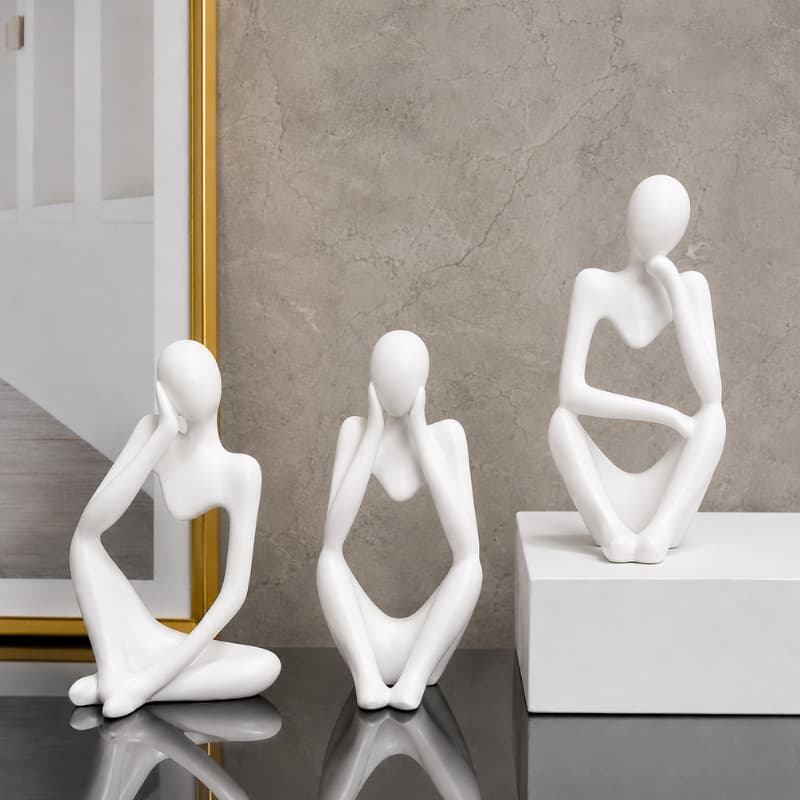 Kit com 3 Estatuas Pensador Decoração Sala Luxo - Envio Imediato