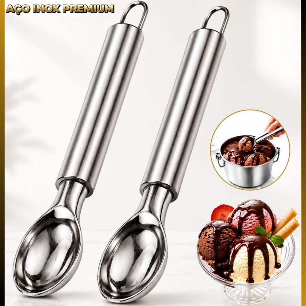 Colheres de Sorvete Inox Profissional Premium