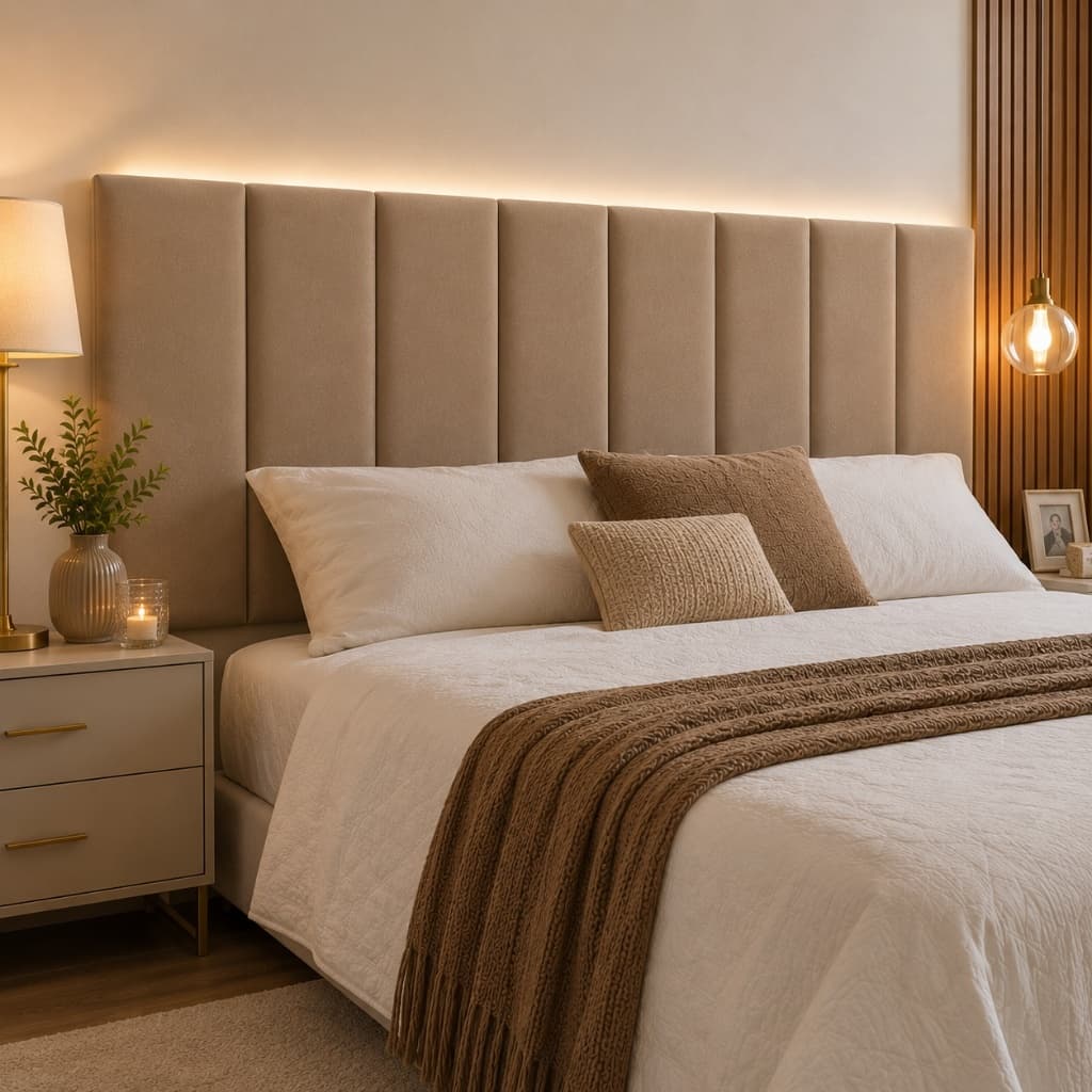 Cabeceira Queen 160x60 Modular Autocolante Suede Premium Sem Furo Brambila