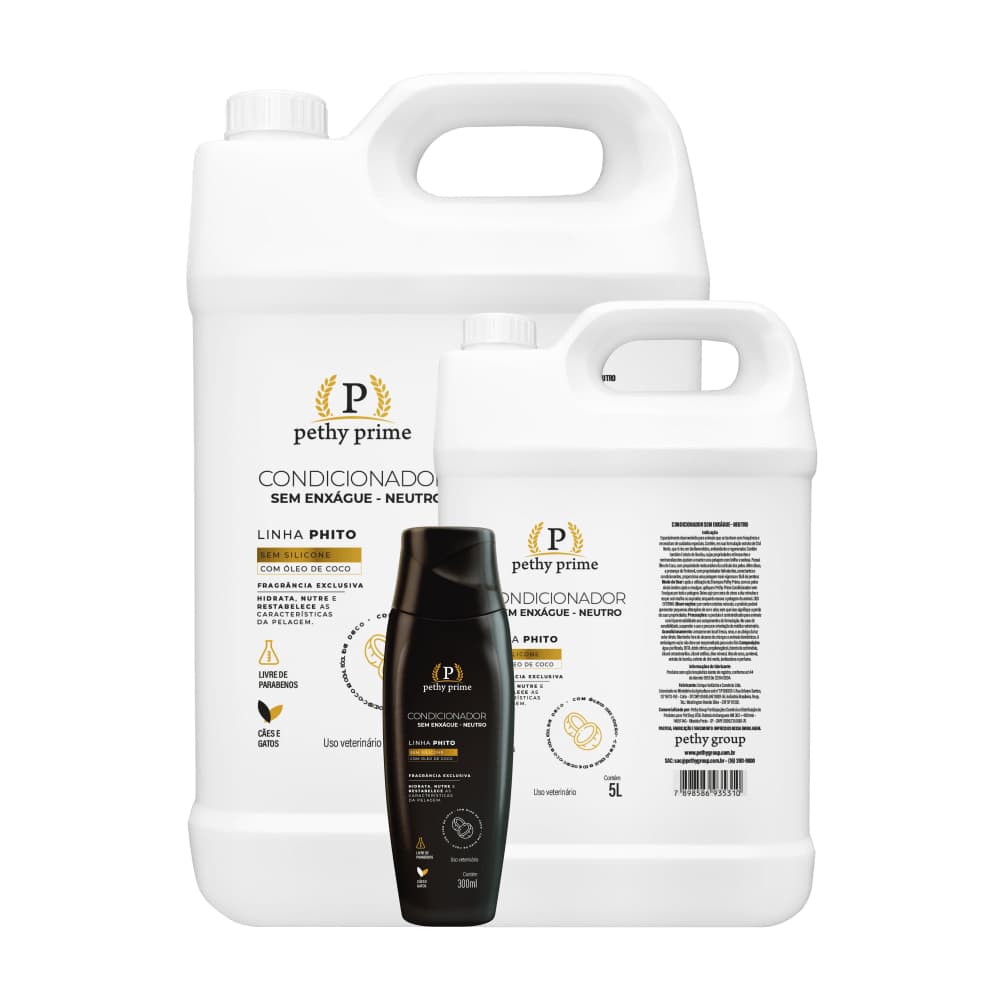 Condicionador Sem Enxágue Neutro Pethy Prime 5 Litros | Hidratação Profissional para Cães e Gatos