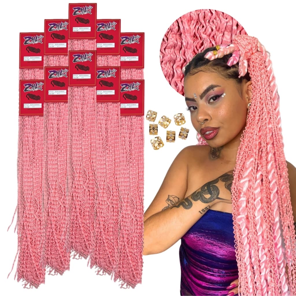 Kit 10 Cabelo Micro Zizi Miojinho Kanekalon Fibra Trançado Aplique Tranças finas 80g
