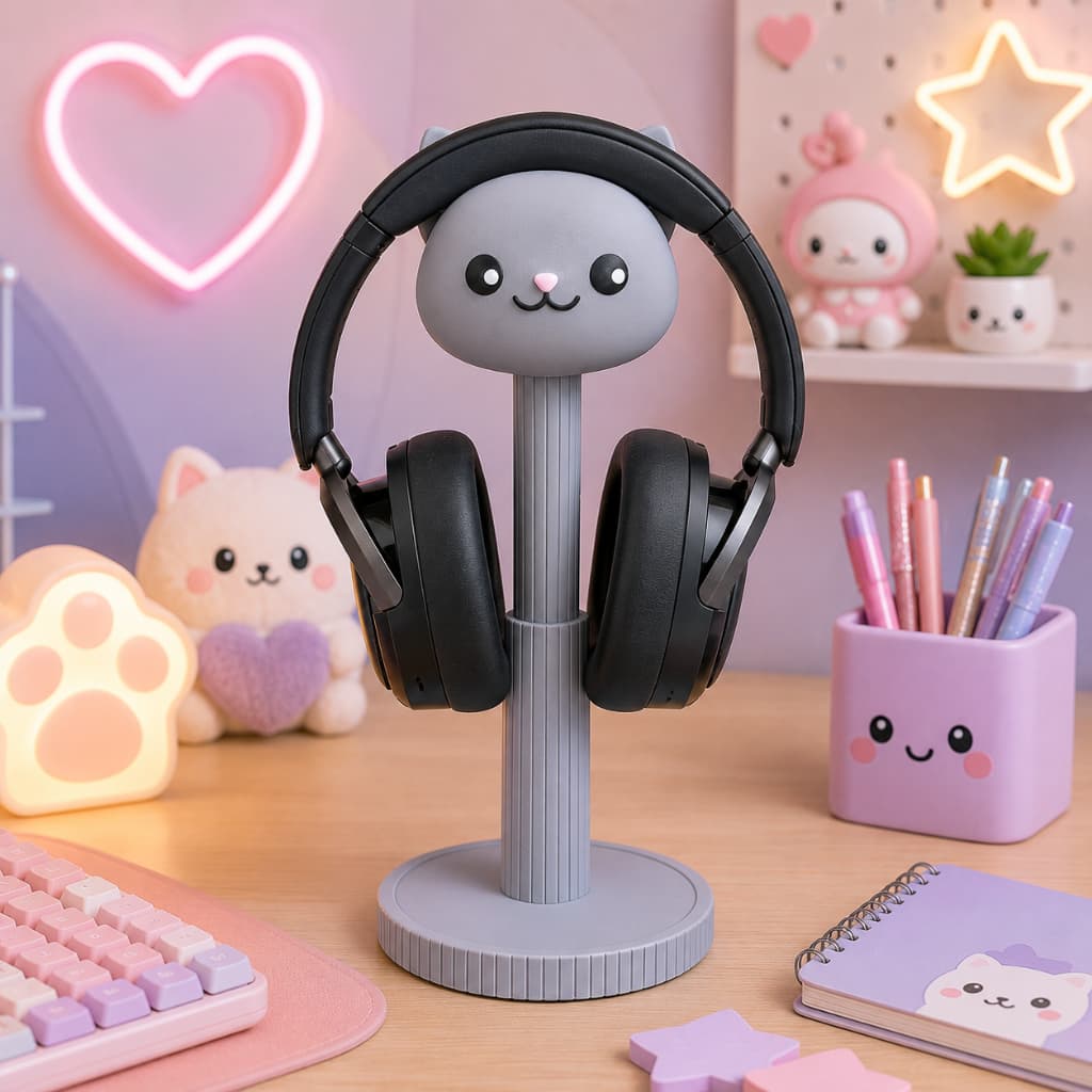 Suporte para Fone de Ouvido Headset 3D | Organizador de Mesa Decorativo