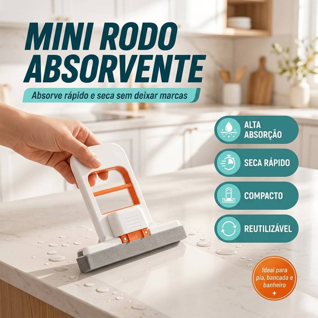 Rodinho De Pia Cozinha Rodo Mini Mop Magico Limpa E Seca Retrátil