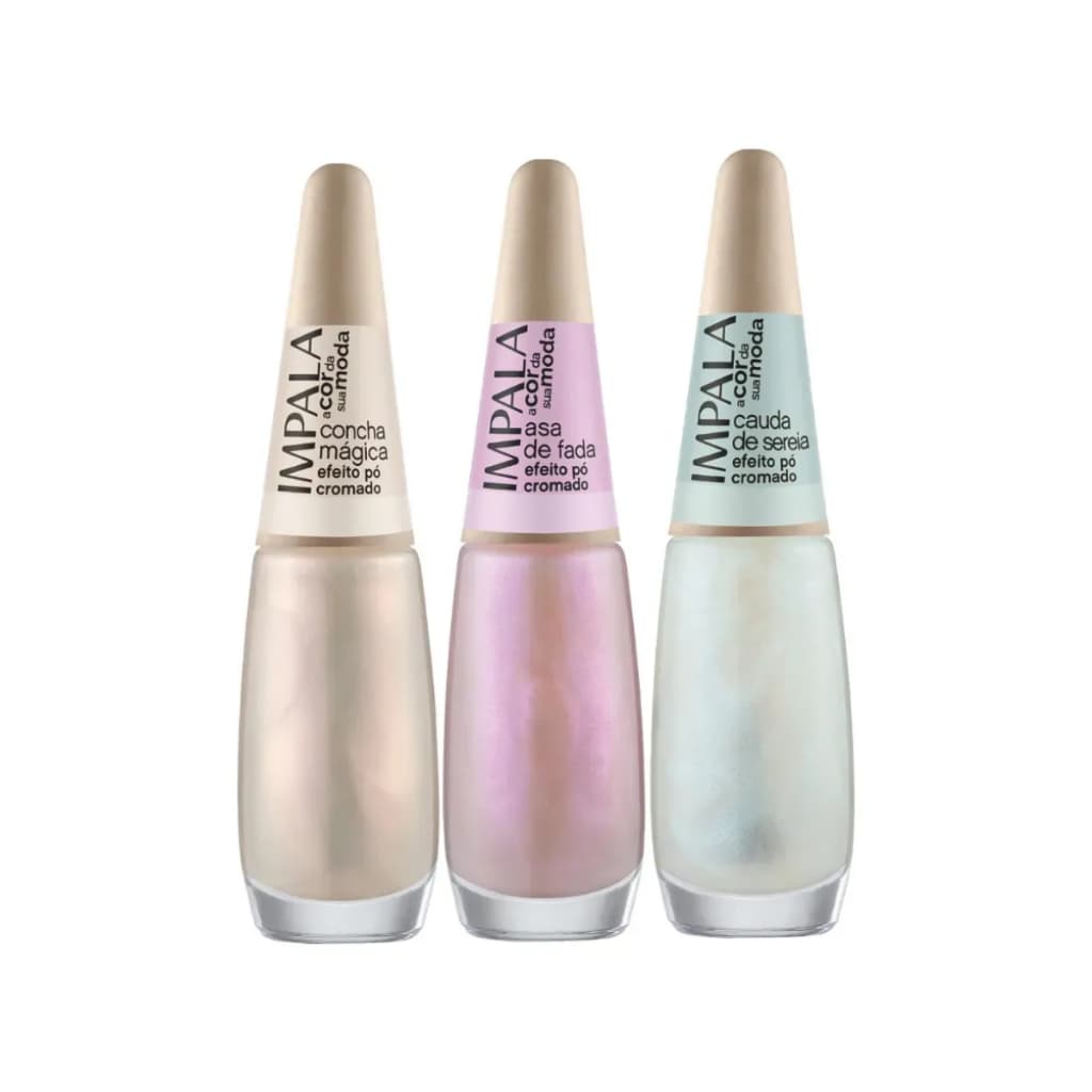 Kit 3 Esmaltes Coleção A Cor Da Sua Moda 7 Pó Cromado Impala