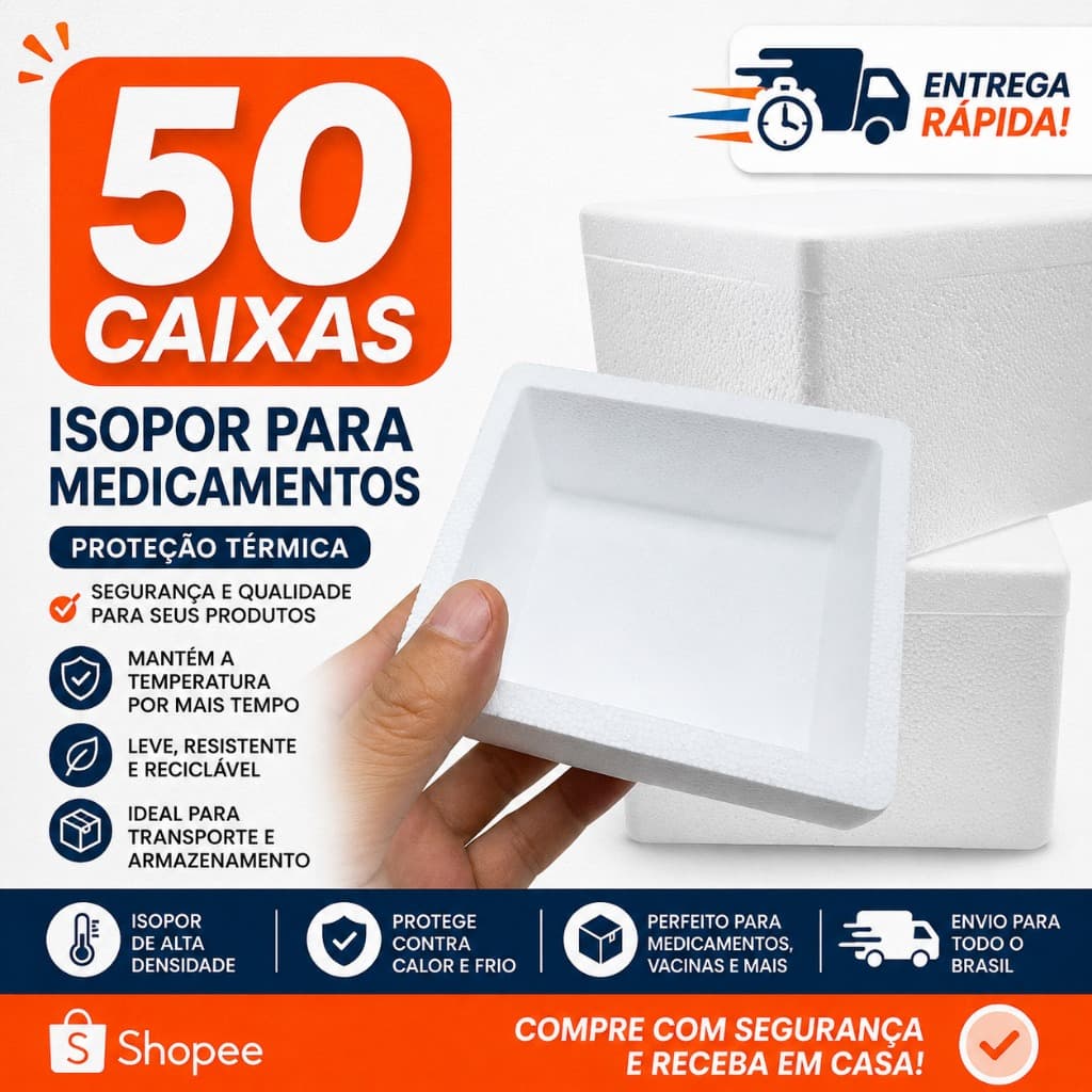 50 caixas térmicas de isopor 250ml