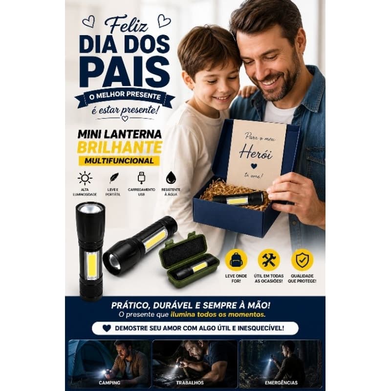 Mini Lanterna Tática LED Recarregável USB Zoom Super Forte