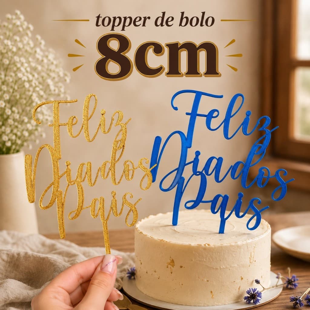 Topper de Bolo para o dia dos Pais Topo para Dia dos Pai Enfeite bolo personalizado