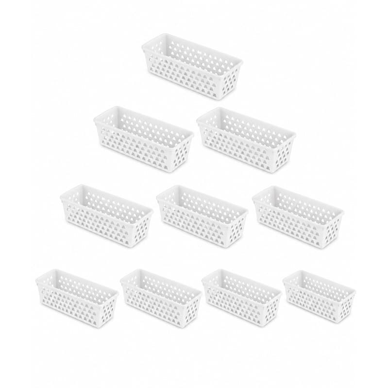 KIT 10 cestos organizadores multiuso Branco - 25x10x8cm
