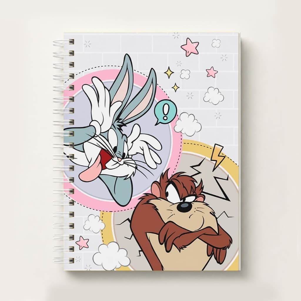 Caderno A5 Espiral Capa Fofa Estilo Cartoon com Porta Documento Caderno Escolar Anotação