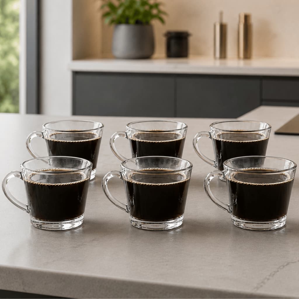 Jogo de Xicara 6 Peças Xícaras 170ml SINO LISA TRANSPARENTE Cristal Crystal Caneca Retro Vidro Cafe