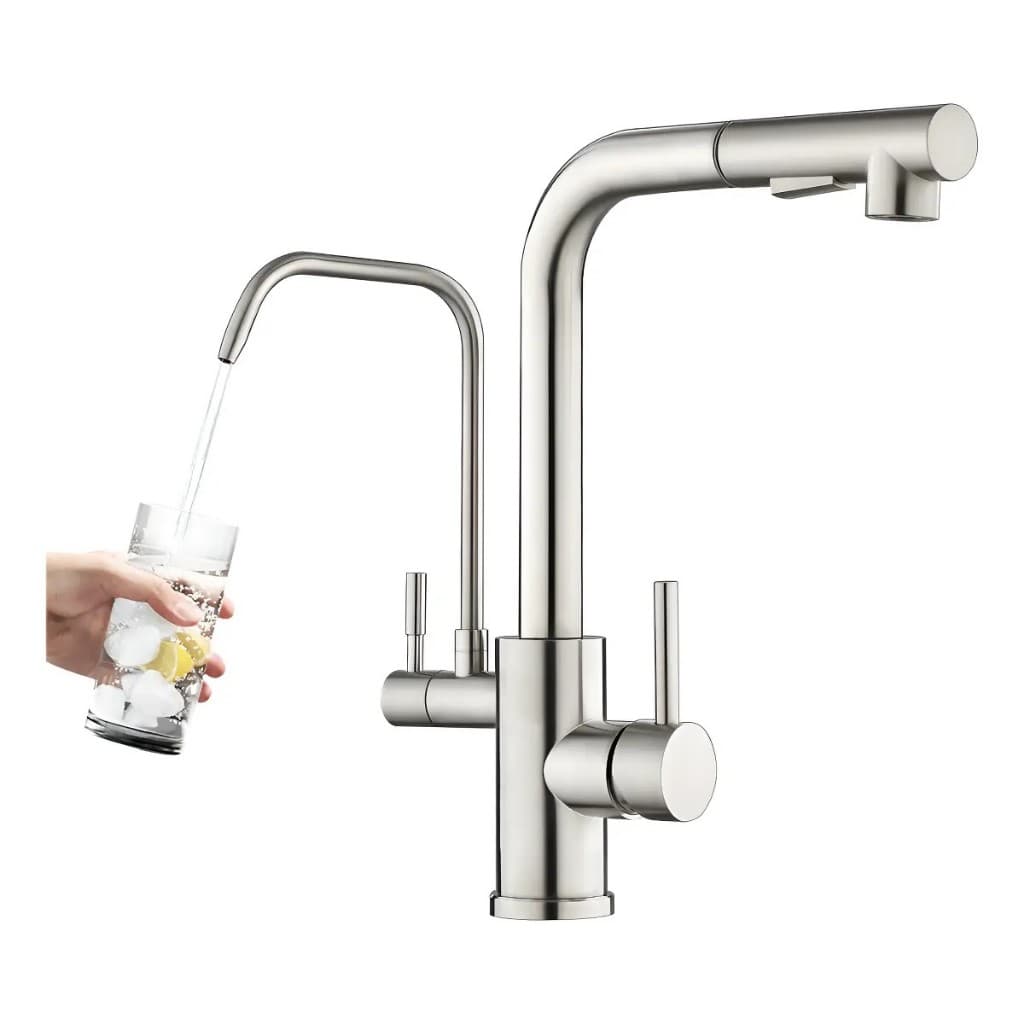 Torneira Gourmet Com Filtro Ponente Monocomando Para Pia de Cozinha Bica Alta Giratória 360° Spray Retrátil