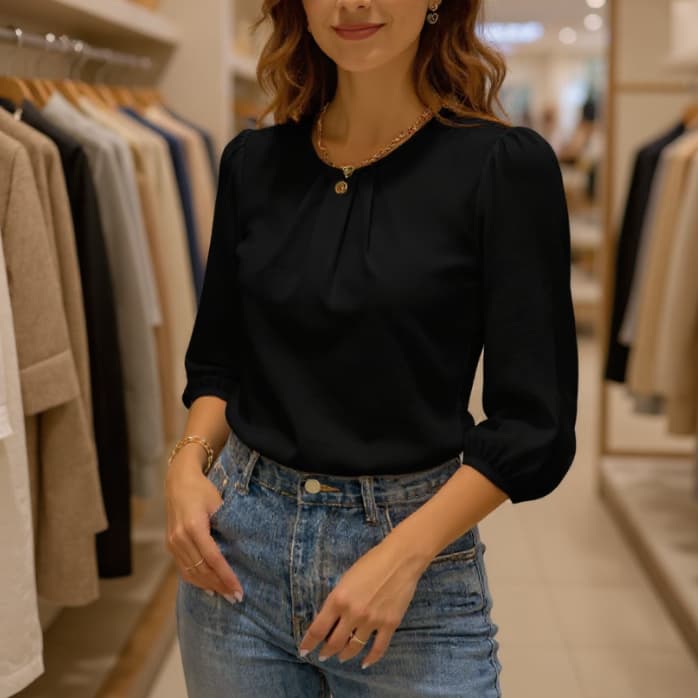 Blusa Feminina Uniforme Farda Social Alfaiataria Manga 3/4