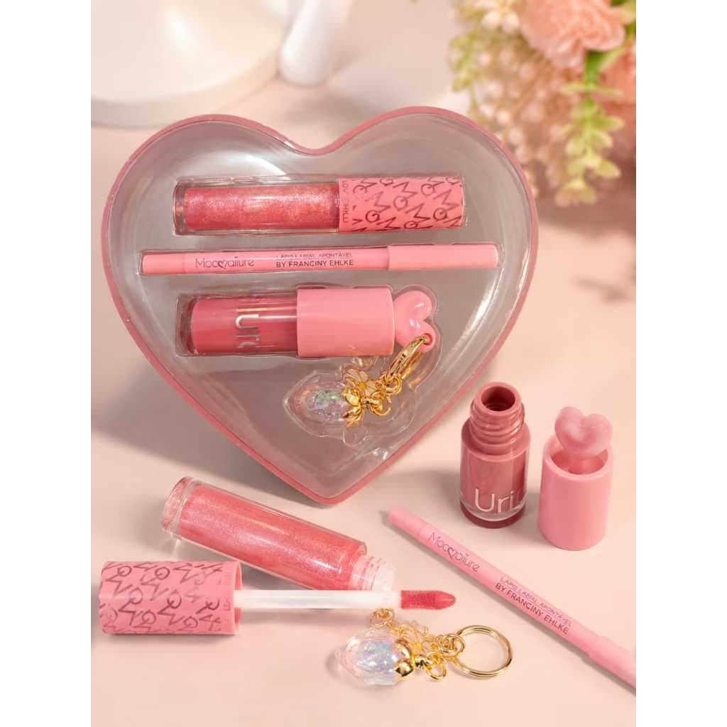 Kit 3 peças Gloss Labial + Lápis Labial + Gloss cor  Chaveiro fofo, meninas, presente adolescente mulher, Lembrancinha