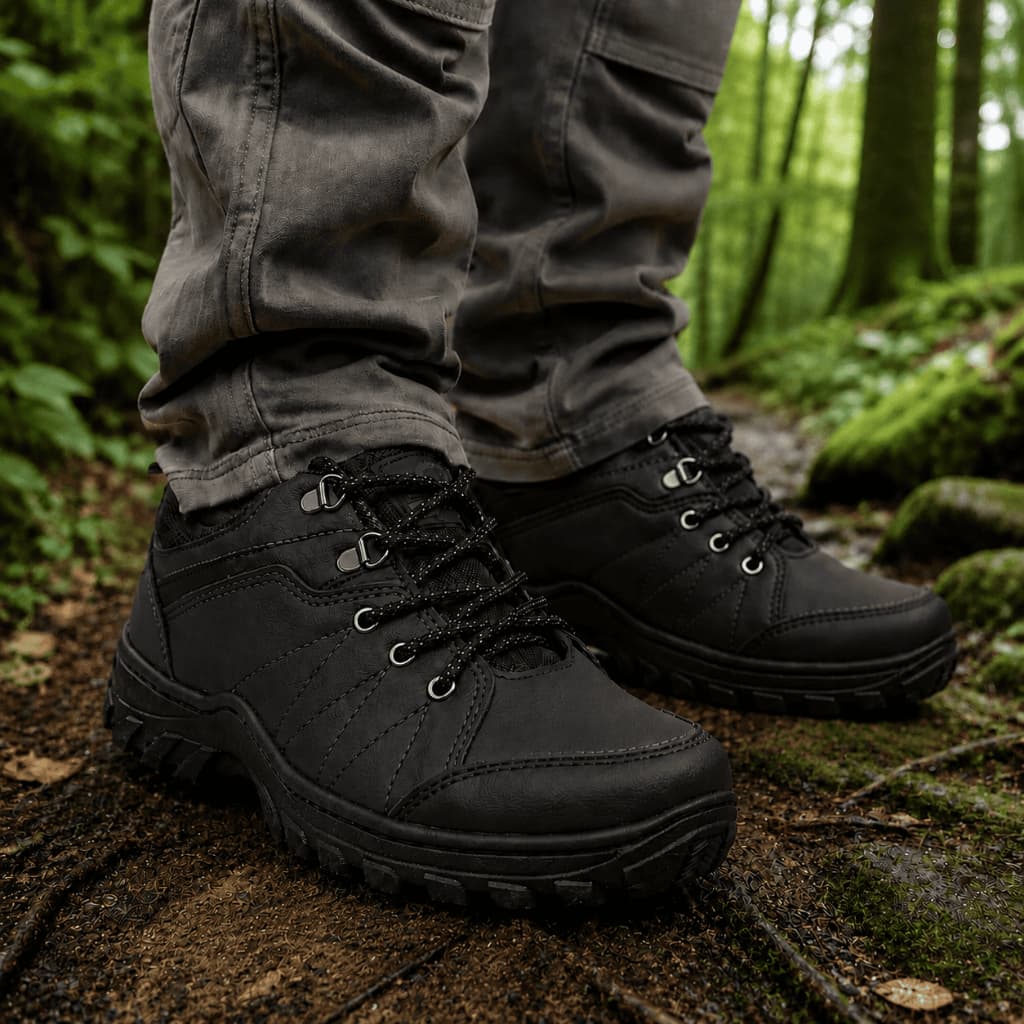 Bota Masculina Coturno Adventure Couro Legitimo Cano Curto Confortável Solado De Borracha Segurança - CB