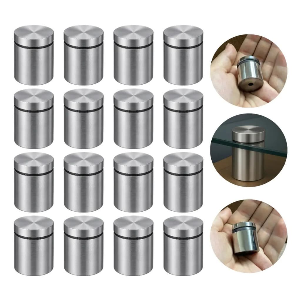 12 Espaçador Para Vidro Prolongador Aço Escovado 25x25mm